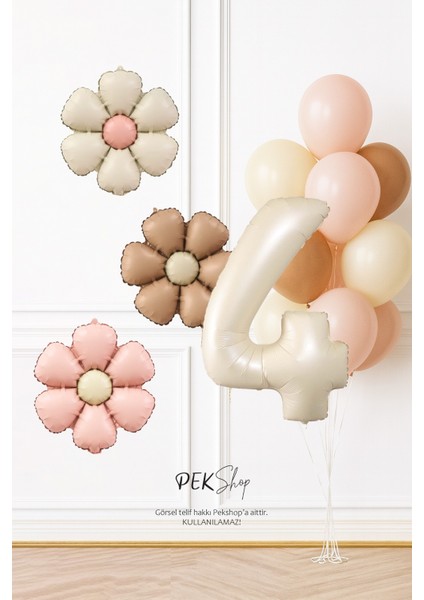 Bohem Papatya Tema Doğum Günü Balon Seti Bohem Papatyalar ve Yaş Balonlu Retro Balon Seti