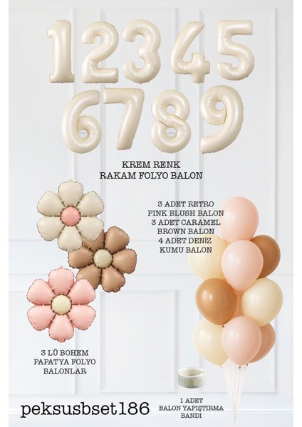 Bohem Papatya Tema Doğum Günü Balon Seti Bohem Papatyalar ve Yaş Balonlu Retro Balon Seti fiyatları