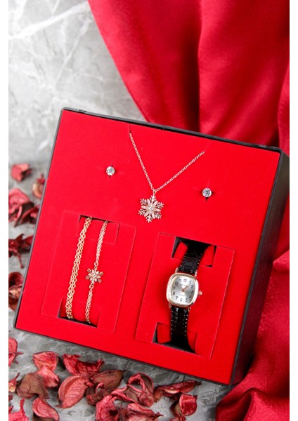 Kadın Kol Saati Kolye Küpe ve Bileklik Seti