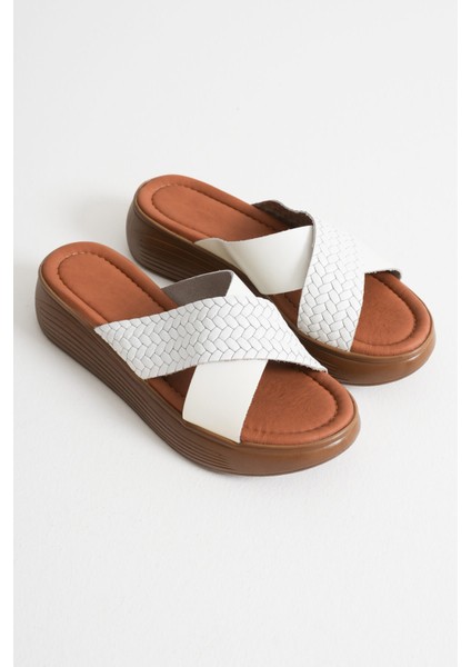 Fayn Beyaz Hakiki Deri Terlik fırsatları