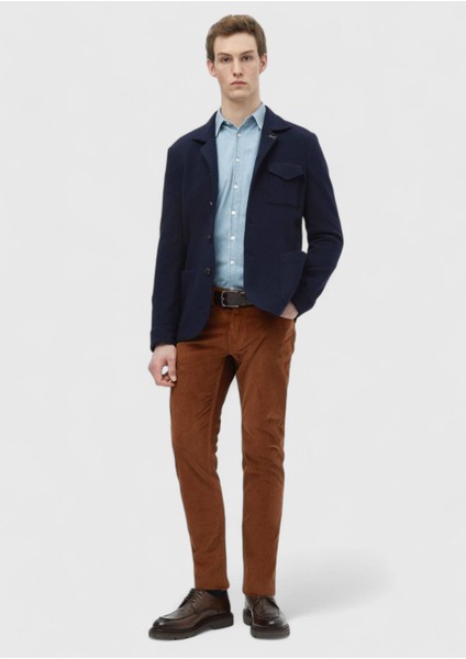 Lacivert Düz Shirt Shoulder Slim Fit %100 Yün Örme Ceket fiyatları