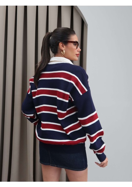 Polo Yaka Şeritli Triko Kazak fırsatları