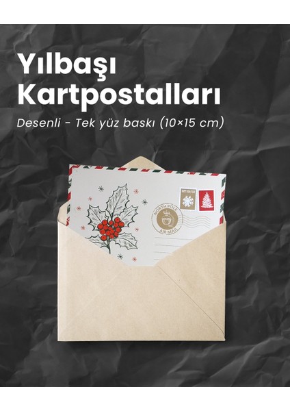Yılbaşı Kokina Temalı Kartpostal ve Zarf Seti, Yeniyıl, Noel,tebrik ve Hediye Kartı, 6 Adet, 10X15CM modelleri