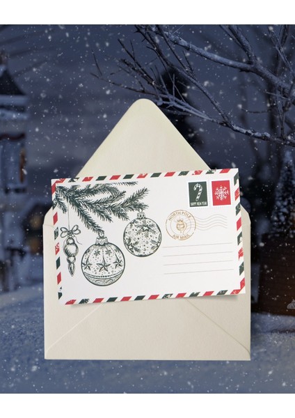 Yılbaşı Çam Ağacı ve Küre Temalı Kartpostal Seti, Yeniyıl Tebrik ve Hediye Kartı, 25 Adet, 10X15 cm indirimleri