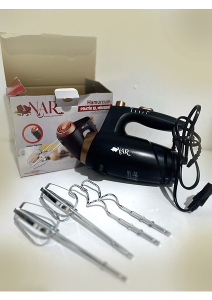 Şık ve Kullanışlı El Mikseri, 5 Hız Ayarlı, Yoğurma ve Çırpma Uçları, Siyah Renk