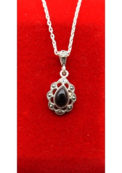 925 Ayar Kadın Oltu Taşı Kadın Kolye SK00096