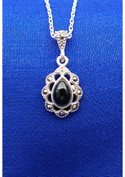 925 Ayar Kadın Oltu Taşı Kadın Kolye SK00096 fiyatları