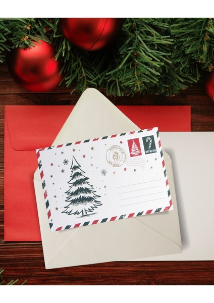 Yılbaşı Çam Ağacı Temalı Kartpostal Seti, Yeniyıl, Noel, Tebrik ve Hediye Kartları, 25 Adet, 10X15 cm fiyatları