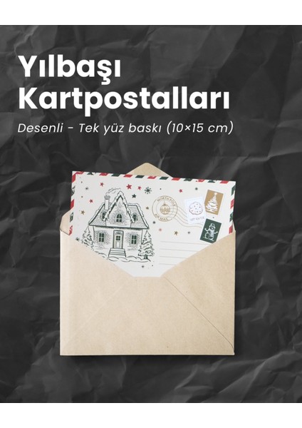 Yılbaşı Ev Temalı Kartpostal Seti, Yeniyıl, Noel, Tebrik ve Hediye Kartları, 25 Adet, 10X15 cm fiyatları