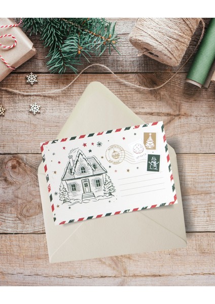 Yılbaşı Ev Temalı Kartpostal Seti, Yeniyıl, Noel, Tebrik ve Hediye Kartları, 25 Adet, 10X15 cm fırsatları