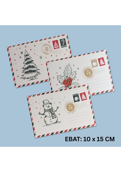 Yılbaşı Kartpostal ve Zarf Seti, 9 Adet, Yeniyıl Tebrik ve Hediye Kartı, 10X15CM (3 Farklı Tema) fiyatları