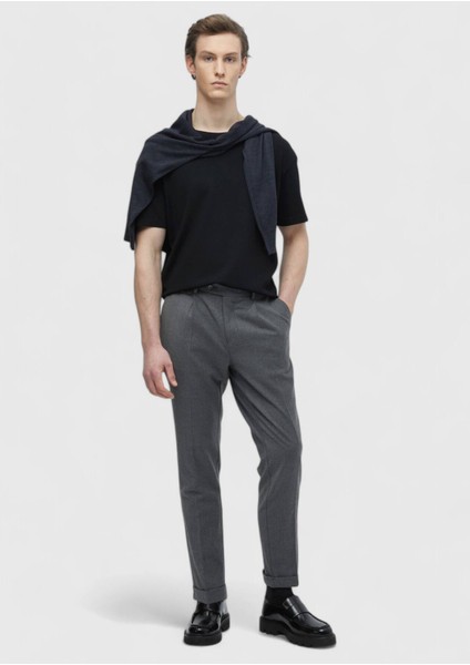 Siyah Bisiklet Yaka Düz Örgü Triko fiyatları