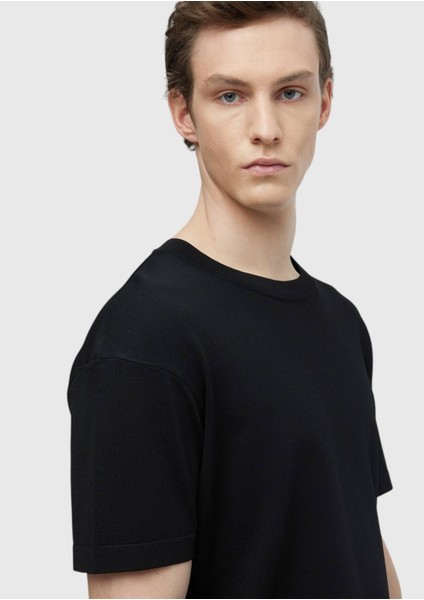 Siyah Bisiklet Yaka Düz Örgü Triko indirimleri