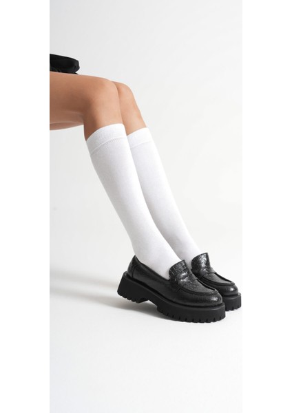 Noir Kadın Günlük Siyah Kroko Loafer Ayakkabı fiyatları