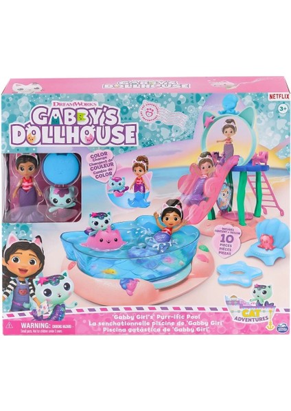6067878 Gabbys Dollhouse Gabby ve Mercat Purr-Ific Havuz Oyun Seti modelleri