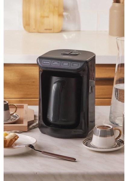 Hatır Közde Türk Kahvesi ve Türk Kahve Makinesi Shiny Black 5 Fincan Kapasiteli Bol Köpüklü