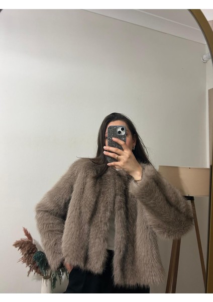 Kahverengi Normal Boy Kancalı Kürk Mont