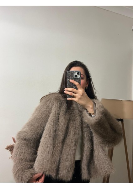 Kahverengi Normal Boy Kancalı Kürk Mont modelleri