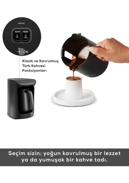 Hatır Közde Türk Kahvesi ve Türk Kahve Makinesi Shiny Black 5 Fincan Kapasiteli Bol Köpüklü