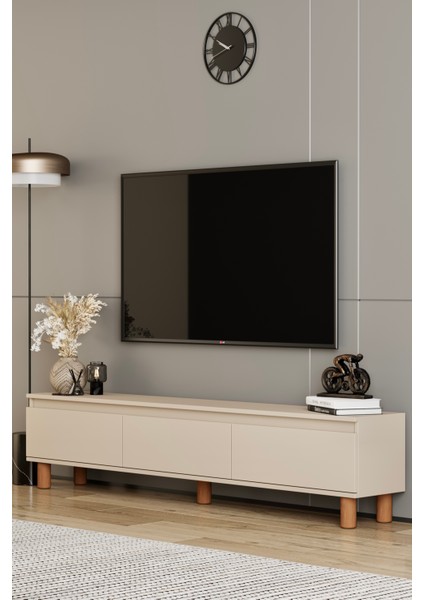 Mila bej Mdf 180 cm Tv Ünitesi-Raflı,kapaklı,ayaklı fiyatları