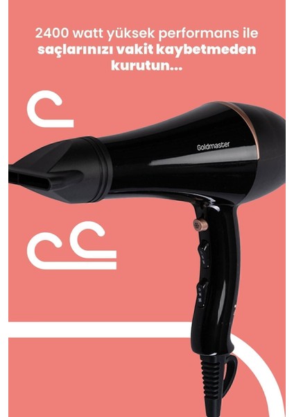 Siyah Profesyonel Turbo Ultra Ince Saç Kurutma Fön Makinesi ve Difüzör Başlık