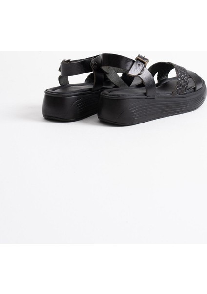 Orwell Siyah Hakiki Deri Sandalet modelleri