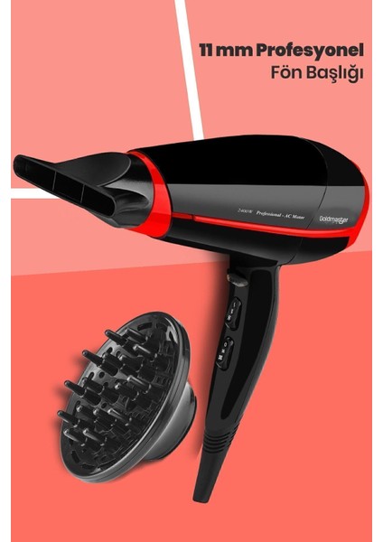 2400W Ac Motorlu Hız ve Isı Ayarlı Saç Kurutma, Difüzörlü, 11 mm Ultra Fön modelleri