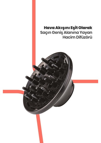 2400W Ac Motorlu Hız ve Isı Ayarlı Saç Kurutma, Difüzörlü, 11 mm Ultra Fön fırsatları