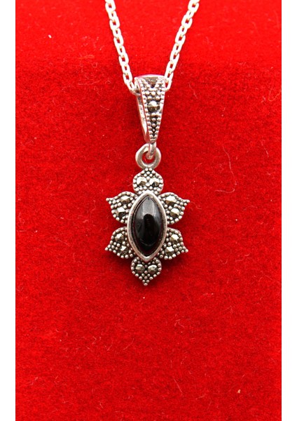 925 Ayar Kadın Oltu Taşı Kadın Kolye SK00097