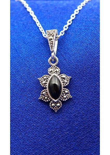 925 Ayar Kadın Oltu Taşı Kadın Kolye SK00097 fiyatları