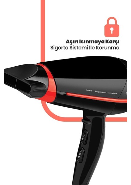 Yüksek Performanslı 2400W Ac Motor Difüzörlü Saç Kurutma Fön Makinesi modelleri