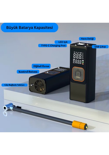 CZK-D02 Dijital Ekranlı Lastik Şişirme Hava Pompası Powerbank Özellikli modelleri
