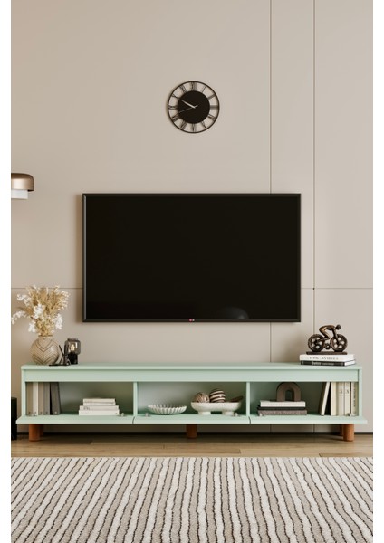 Mila mint yeşili Mdf 180 cm Tv Ünitesi-Raflı,kapaklı,ayaklı modelleri