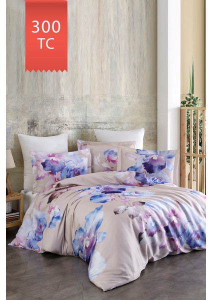 Royal Saten 300TC Nevresim Takımı (Çift Nevresimli) Family Size - Martina