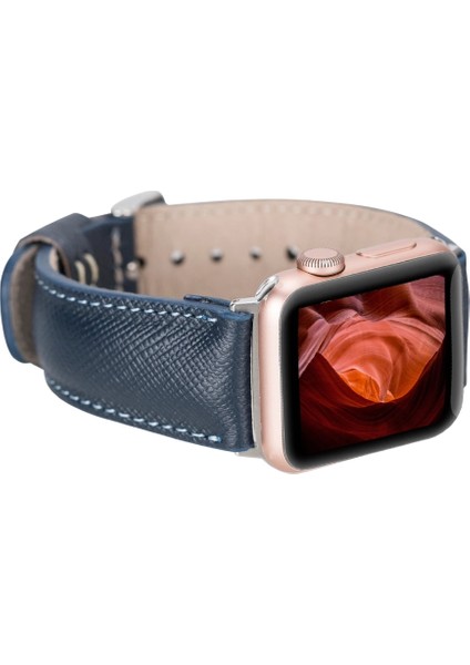 Apple Watch Uyumlu Deri Kordon 42-44-45MM G3 Lacivert indirimleri