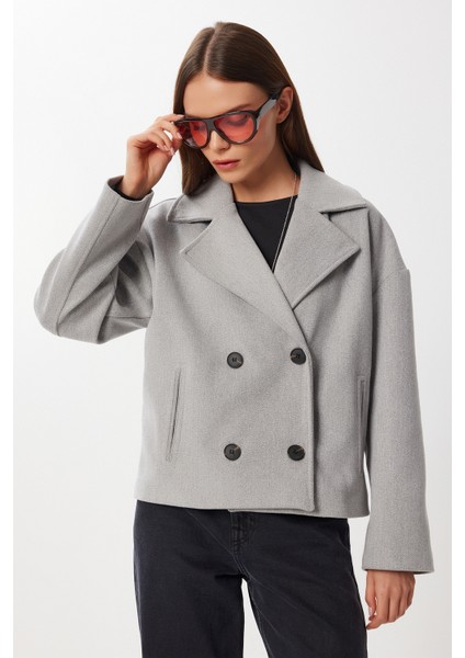 Kruvaze Kısa Kaşe Kaban LGP0029 Gri fiyatları