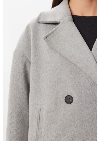 Kruvaze Kısa Kaşe Kaban LGP0029 Gri fırsatları