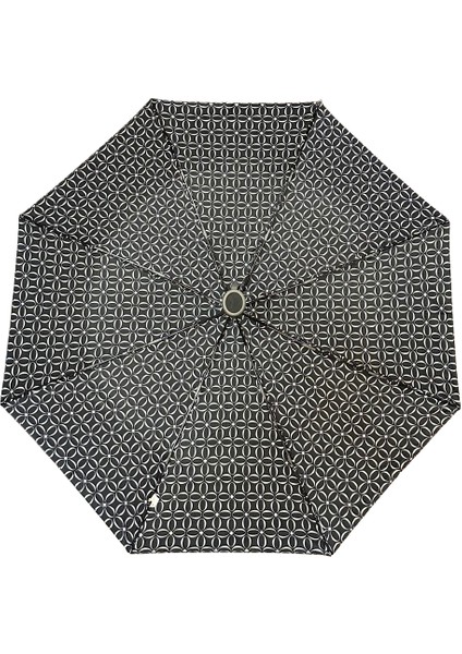 Kadın Kompakt Otomatik Şemsiye – 108 Cm, Kılıflı, Siyah Geometrik modelleri