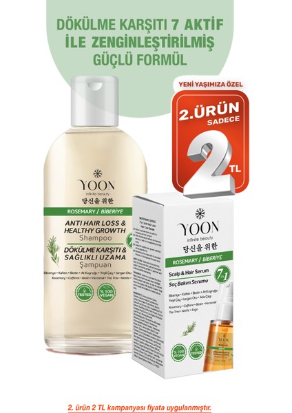 2'li Set Hızlı Saç Uzaması ve Dökülme Karşıtı, 7 Aktifli Biberiyeli Saç Serumu 50 ml + Şampuan 400 ml
