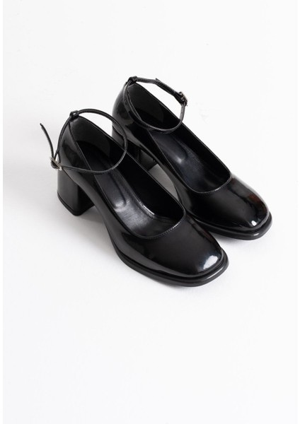 Sansa Siyah Rugan Kadın Topuklu Ayakkabı