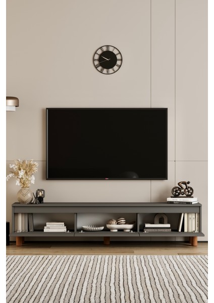 Mila gri Mdf 200 cm Tv Ünitesi Raflı,kapaklı,ayaklı modelleri