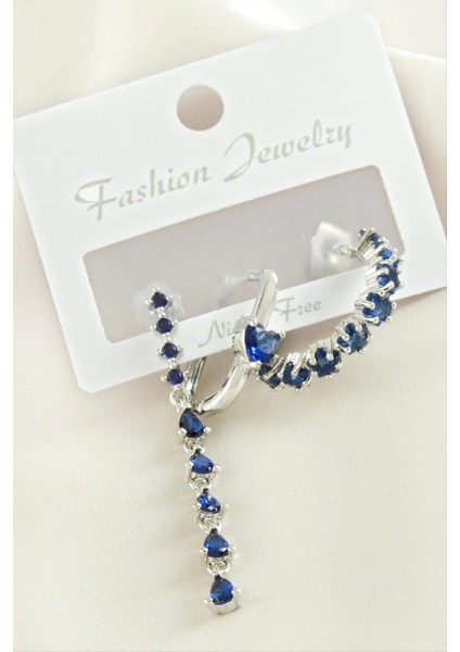 3 Adet Kalp Zirkon Taşlı Küpe