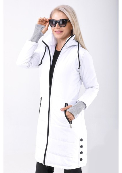 Toridas Kışlık Kapüşonlu Uzun Kadın Şişme Mont 805BYZ