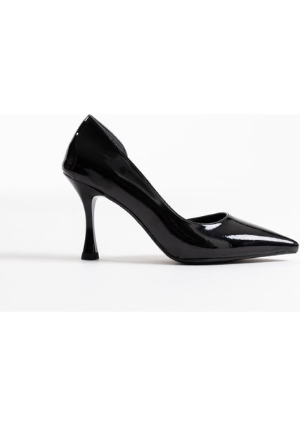 Angela Kadın Siyah Rugan Topuklu Ayakkabı