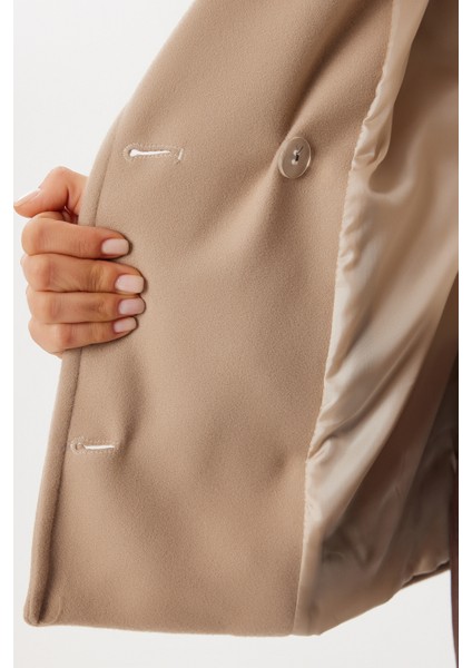 Kruvaze Kısa Kaşe Kaban LGP0029 Bej indirimleri