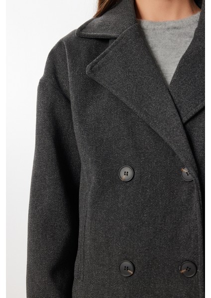 Kruvaze Kısa Kaşe Kaban LGP0029 Antrasit fırsatları