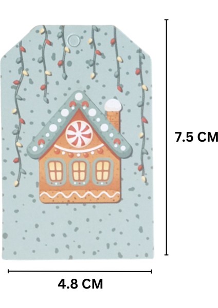 Yılbaşı Ev Temalı Hediye Etiketi, Yeniyıl, Noel Delikli Paketleme Kartı, 50 Adet-4.8x7.5 Cm, Mavi fiyatları