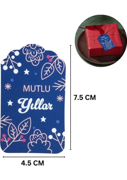 Yılbaşı Mutlu Yıllar Yazılı Hediye Etiketi, Çiçek Temalı Yeniyıl Paketleme Kartı, 50 Adet-4.5x7.5cm fiyatları