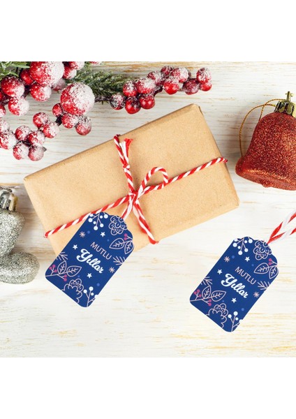 Yılbaşı Mutlu Yıllar Yazılı Hediye Etiketi, Çiçek Temalı Yeniyıl Paketleme Kartı, 50 Adet-4.5x7.5cm modelleri