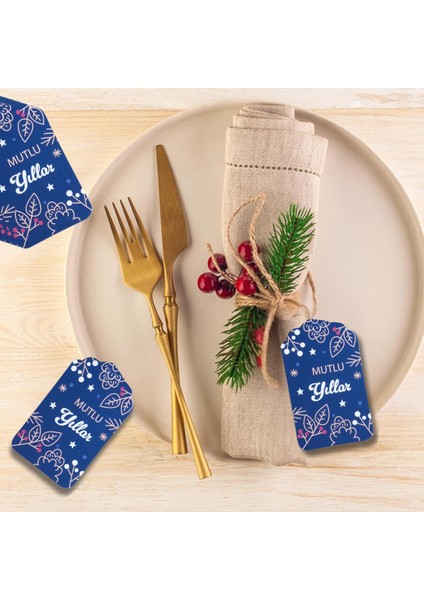 Yılbaşı Mutlu Yıllar Yazılı Hediye Etiketi, Çiçek Temalı Yeniyıl Paketleme Kartı, 50 Adet-4.5x7.5cm indirimleri